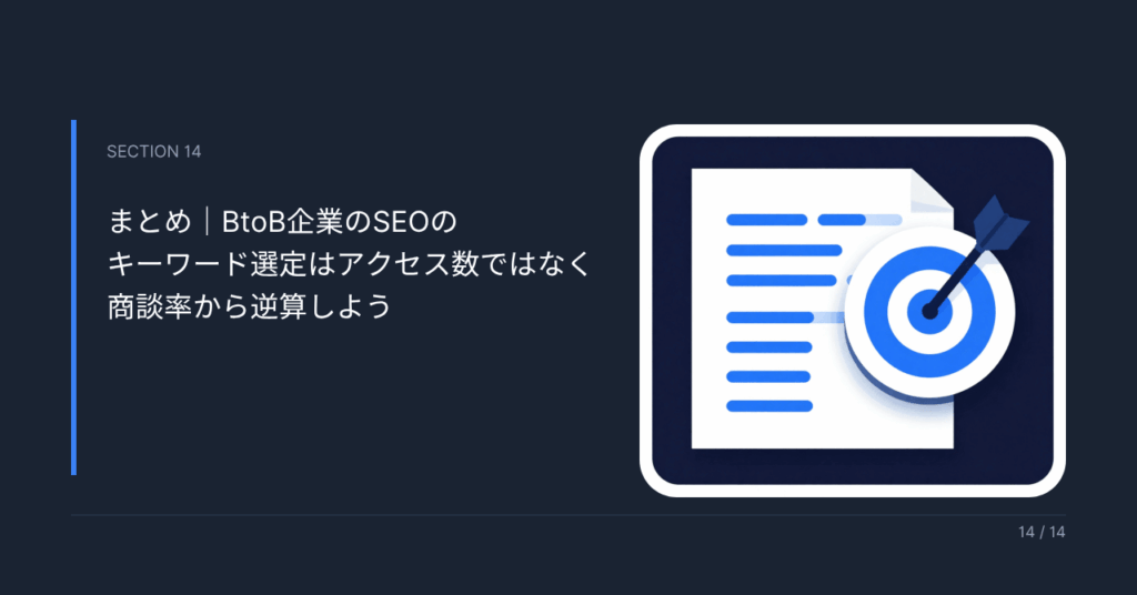 まとめ｜BtoB企業のSEOのキーワード選定はアクセス数ではなく商談率から逆算しよう