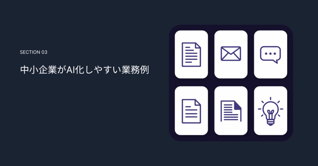 中小企業がAI化しやすい業務例