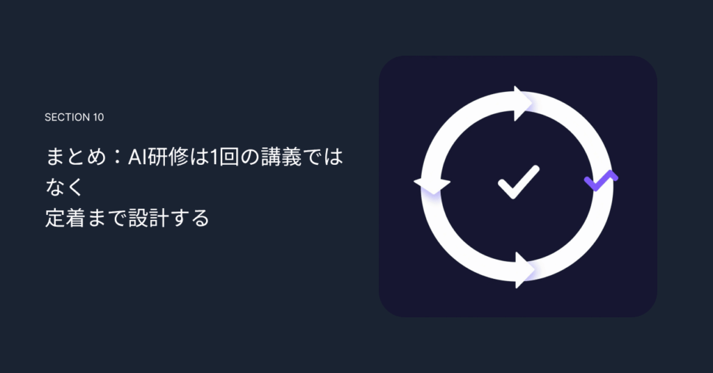 まとめ:AI研修は1回の講義ではなく定着まで設計する